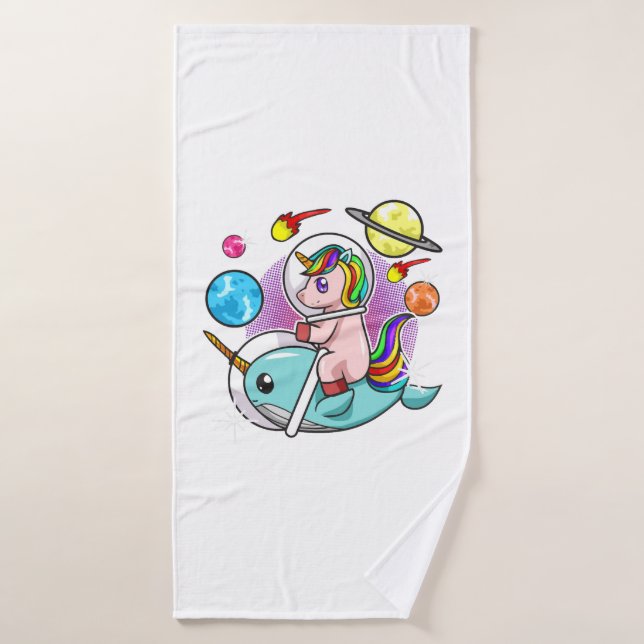 Toalha De Banho Astronauta Unicórnio Andando Estreito Universo Esp (Toalha de Banho)