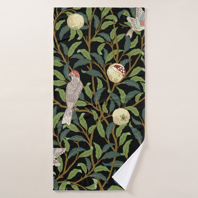 Toalha De Banho Aves em folhagem com aves e mar fruta (Toalha de Banho)