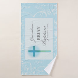 Toalha De Banho Avô Baptism Blue Lace Personalizado