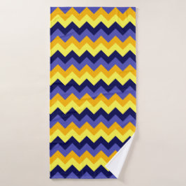 Toalha De Banho Azul, Amarelo, Chevrons Dourados Bath Totol