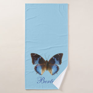 Toalha De Banho Azul, borboleta, animal de estimação personalizado