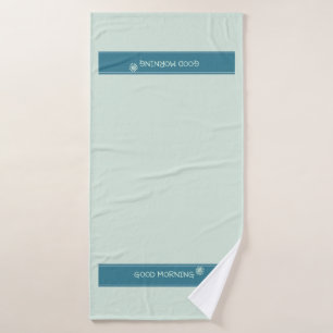 Toalha De Banho Azul Menta Moderno "Bom Dia" Minimalista