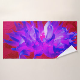 Toalha De Banho Azul violeta assombroso e Cactus rosa-quente Dahli