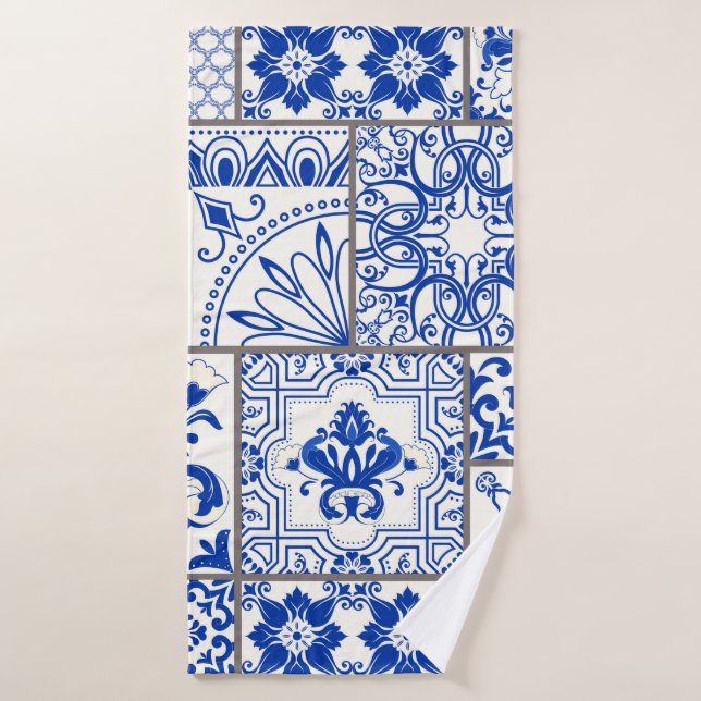 Toalha De Banho Azulejo de retalhos sem falhas com motivos vitoria (Toalha de Banho)
