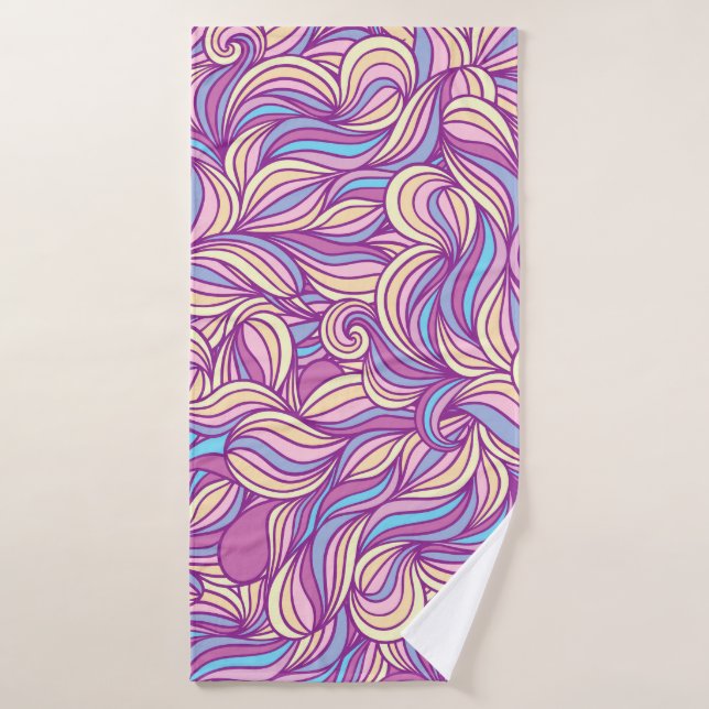 Toalha De Banho Background with abstract doodle waves  (Toalha de Banho)