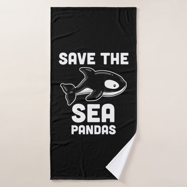 Toalha De Banho Baleia do Mar Salve Pandas Orca, Presentes de Biol (Toalha de Banho)