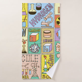 Toalha De Banho Banners de Ciências Químicas. Desenho da Mão de Co