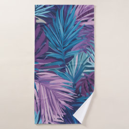 Toalha De Banho Bath Towle Purple E Blue Palm Leaf Tropical
