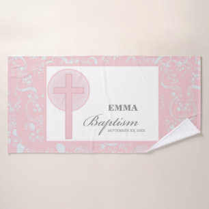 Toalha De Banho Batismo rosa de cadela personalizado