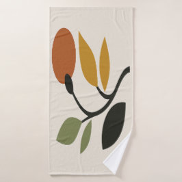 Toalha De Banho Beige, Brown, and Green Botanical