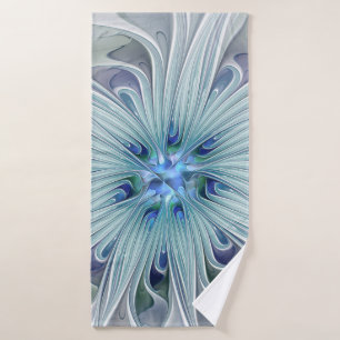 Toalha De Banho Beleza Floral Abstrato Moderno Flor Azul Pastel