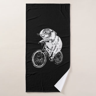 Toalha De Banho Bicicleta de Porco Guineense com Esboço Bonito | P