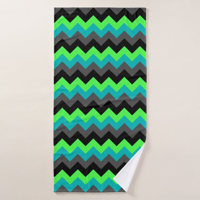 Toalha De Banho Black Green Ombre Chevrons Bath Towel (Toalha de Banho)