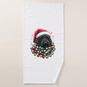 Toalha De Banho Black Labradoodle Árvore de Natal Xmas Luz Doodal