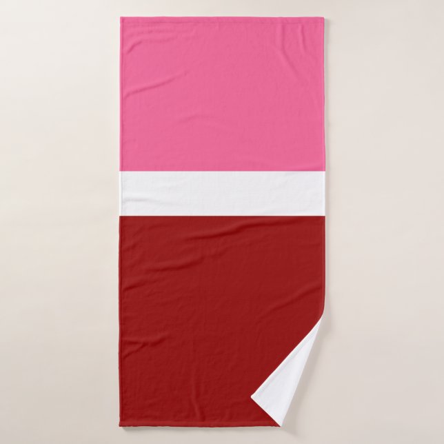 Toalha De Banho Bloco de Cor Rosa Branco Marrom Vermelho (Toalha de Banho)