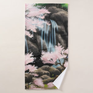 Toalha De Banho Blossomas De Cereja E Caieira Da Paisagem Japonesa