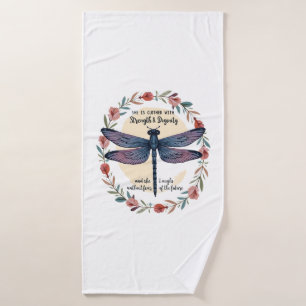 Toalha De Banho Boho Floral Libélula Ela Está Revestida de Força