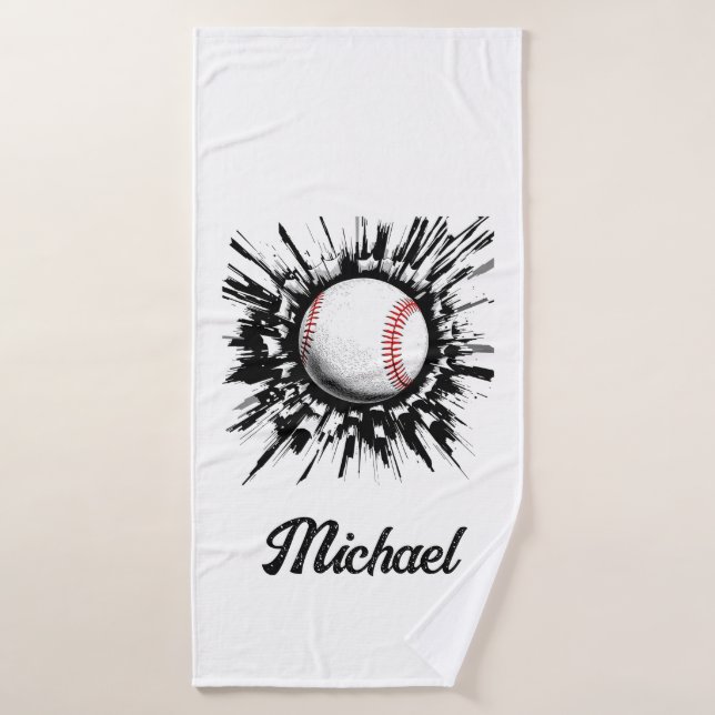 Toalha De Banho Bola Personalizada De Baseball A Partir Da Parede (Toalha de Banho)