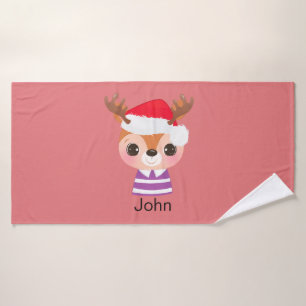 Toalha De Banho Bonita Reindet de Natal Animal de inverno