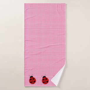 Toalha De Banho Bonito Ladybug Cor de Rosa e Picnic Branco verific