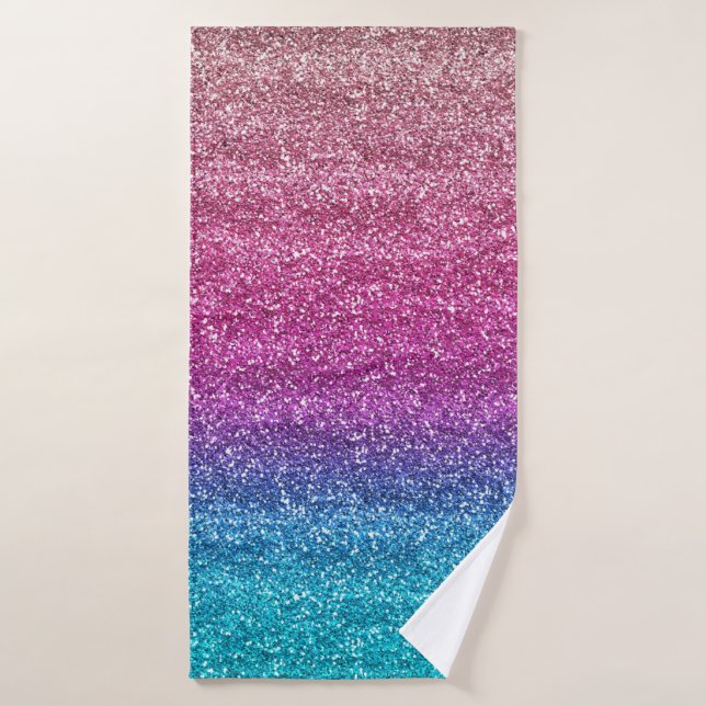 Toalha De Banho Brilho Gradiente Rosa e Azul Brilhante (Toalha de Banho)