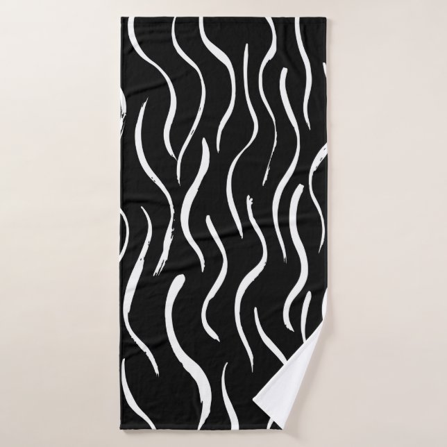 Toalha De Banho Brush grunge pattern. White and black.abstract,art (Toalha de Banho)
