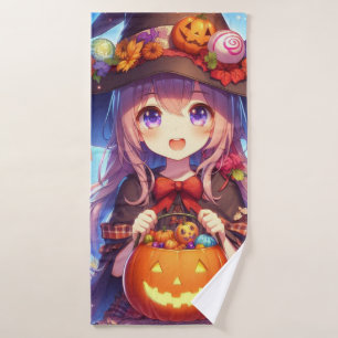 Toalha De Banho Bruxa do Halloween do Anime Bonito