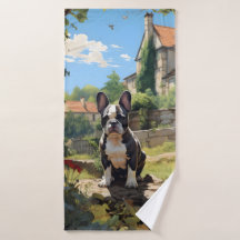 Buldogue Francês Sentado Numa Parede