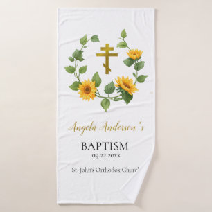 Toalha De Banho Burla Branca de Girassol Ortodoxo Presente de Bapt