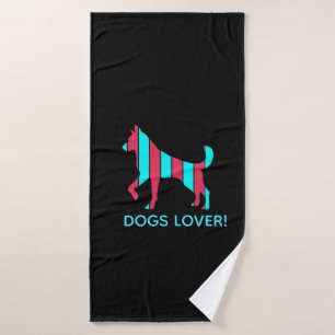 Toalha De Banho Cachorro - Pop de Pet-Art, Abstrato Azul e Vermelh