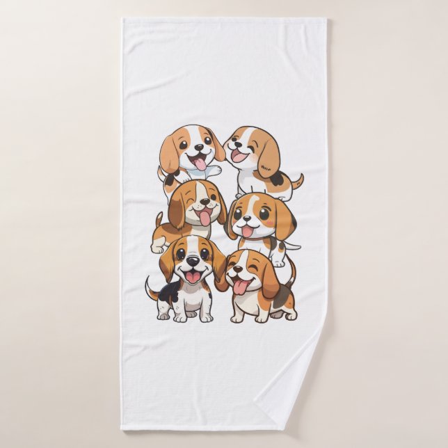 Toalha De Banho cachorros beagle felizes (Toalha de Banho)
