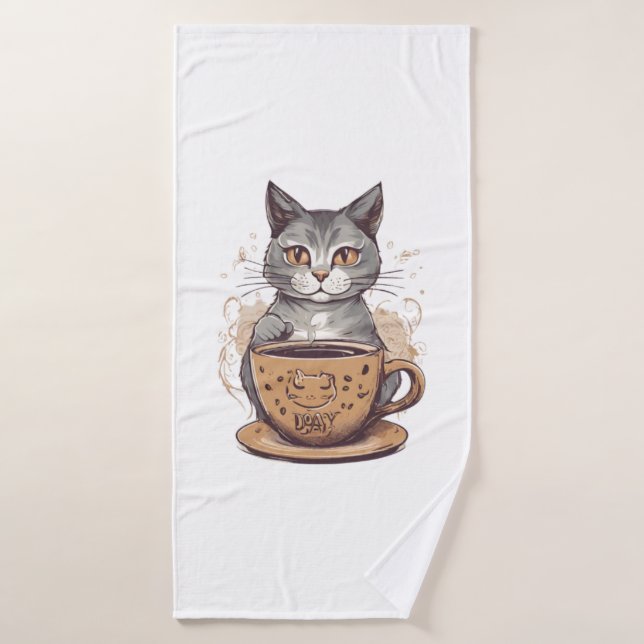 Toalha De Banho Café Gato (Toalha de Banho)