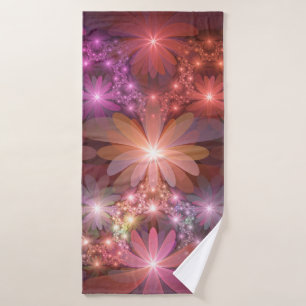 Toalha De Banho Cama De Flores Arte Fractal Abstrato brilhante Col