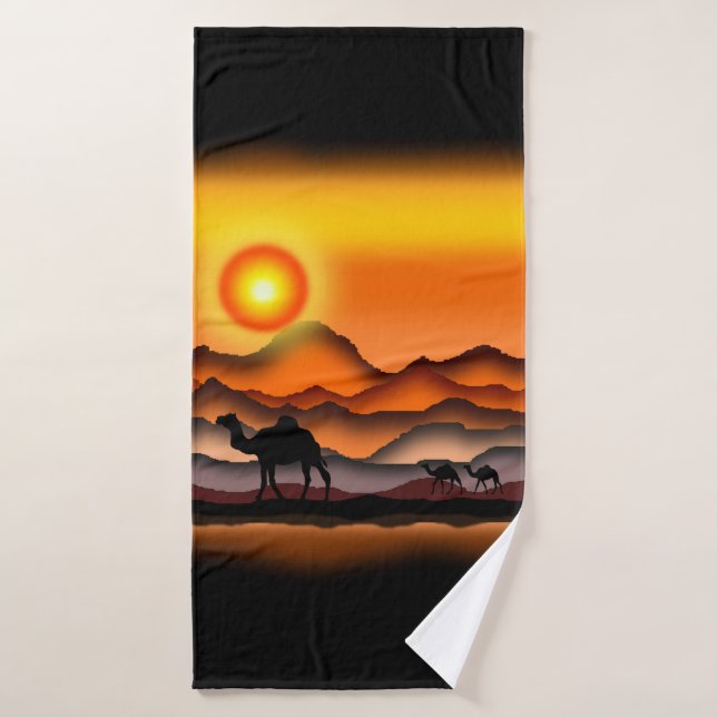 Toalha De Banho Camel Bath Towel Sunset Desert (Toalha de Banho)