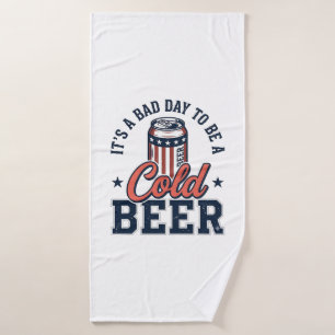 Toalha De Banho Camisa Vetorial Vintage de Cerveja Fria Patriótica