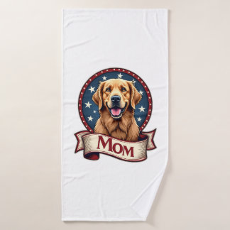 Toalha De Banho Camiseta Vintage de Mãe de Cachorro Patriota Golde