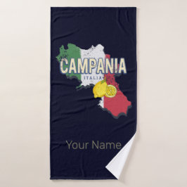 Toalha De Banho Campania Itália - Região Retro Mapa Vintage Souven