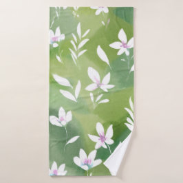 Toalha De Banho Campos de Flores Brancas | Floral Elegante de Prim