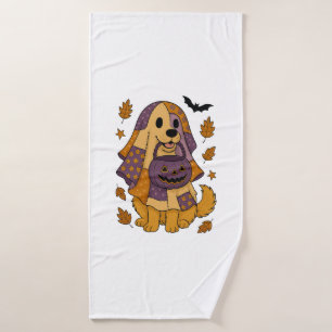 Toalha De Banho Cão Dourado Fantasma Dia das Bruxas