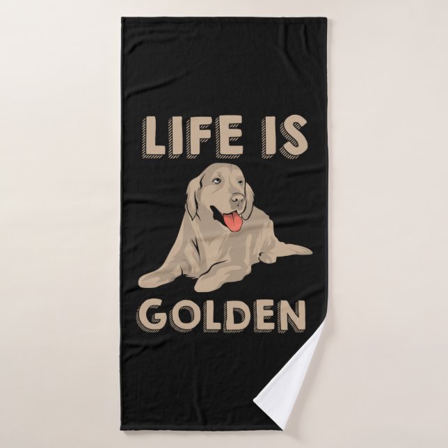 Toalha De Banho Cão Retriever Dourado - A Vida é Dourada (Toalha de Banho)