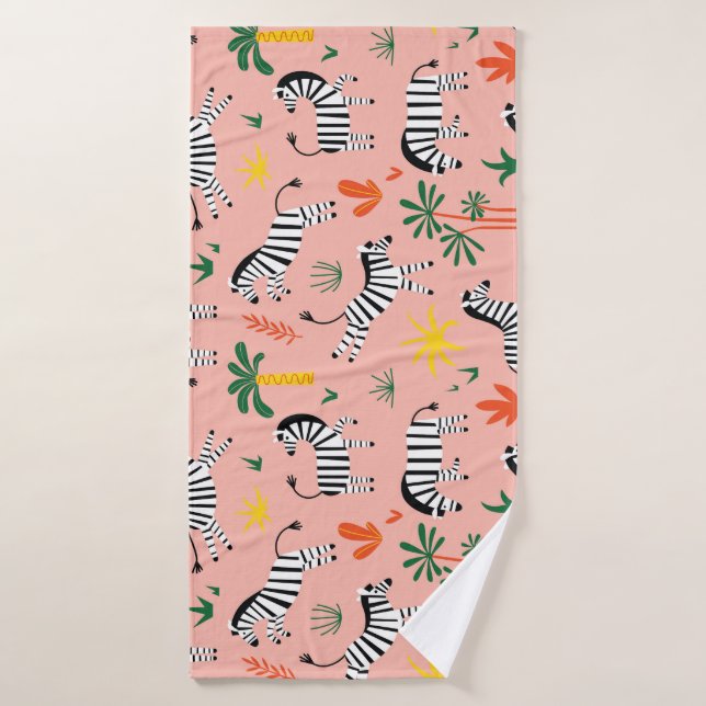 Toalha De Banho Cartoon Zebras Funny Patterno Sem Olho (Toalha de Banho)