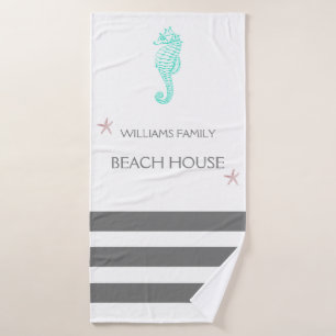 TOALHA DE BANHO CASA DE PRAIA FAMILIAR E PESCADO