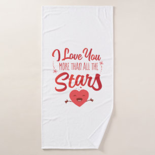Toalha De Banho Casal Arte Eu Te Amo Mais Do Que Todas As Estrelas