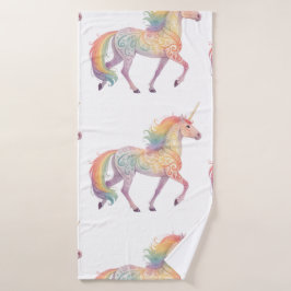 Toalha De Banho Cavalo Mágico Arco-íris Personalizado