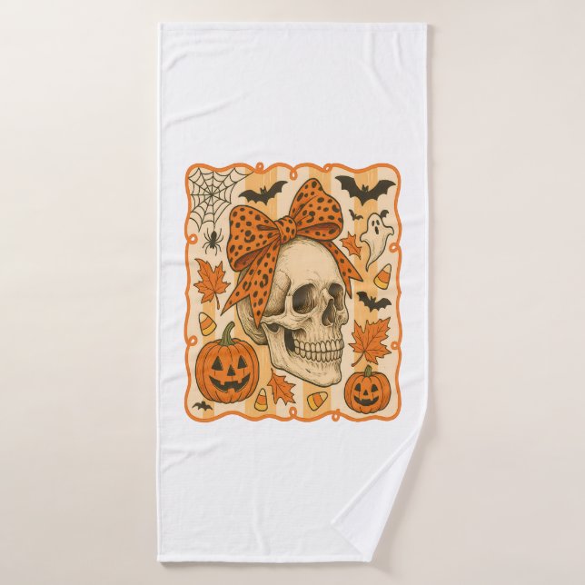 Toalha De Banho Caveira Assustadora Halloween (Toalha de Banho)