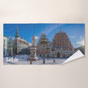Toalha De Banho Centro histórico de cidades em Riga, Letónia