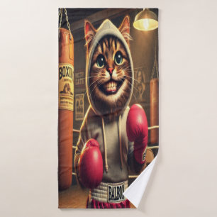 Toalha De Banho "Champ Boxing? - Gato com cravo-da-índia
