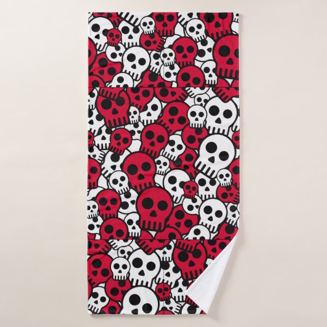 Toalha De Banho Cherry Gothic Skull Pattern Impressão (Toalha de Banho)