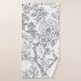 Toalha De Banho Chinoiserie Toile Dragão Flor de Cerejeira Ornamen