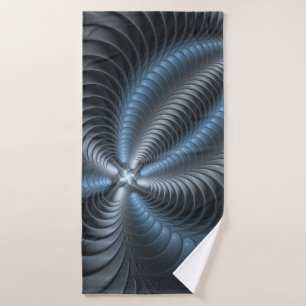 Toalha De Banho Cinza Azul Plástico Arte Fractal 3D Abstrato